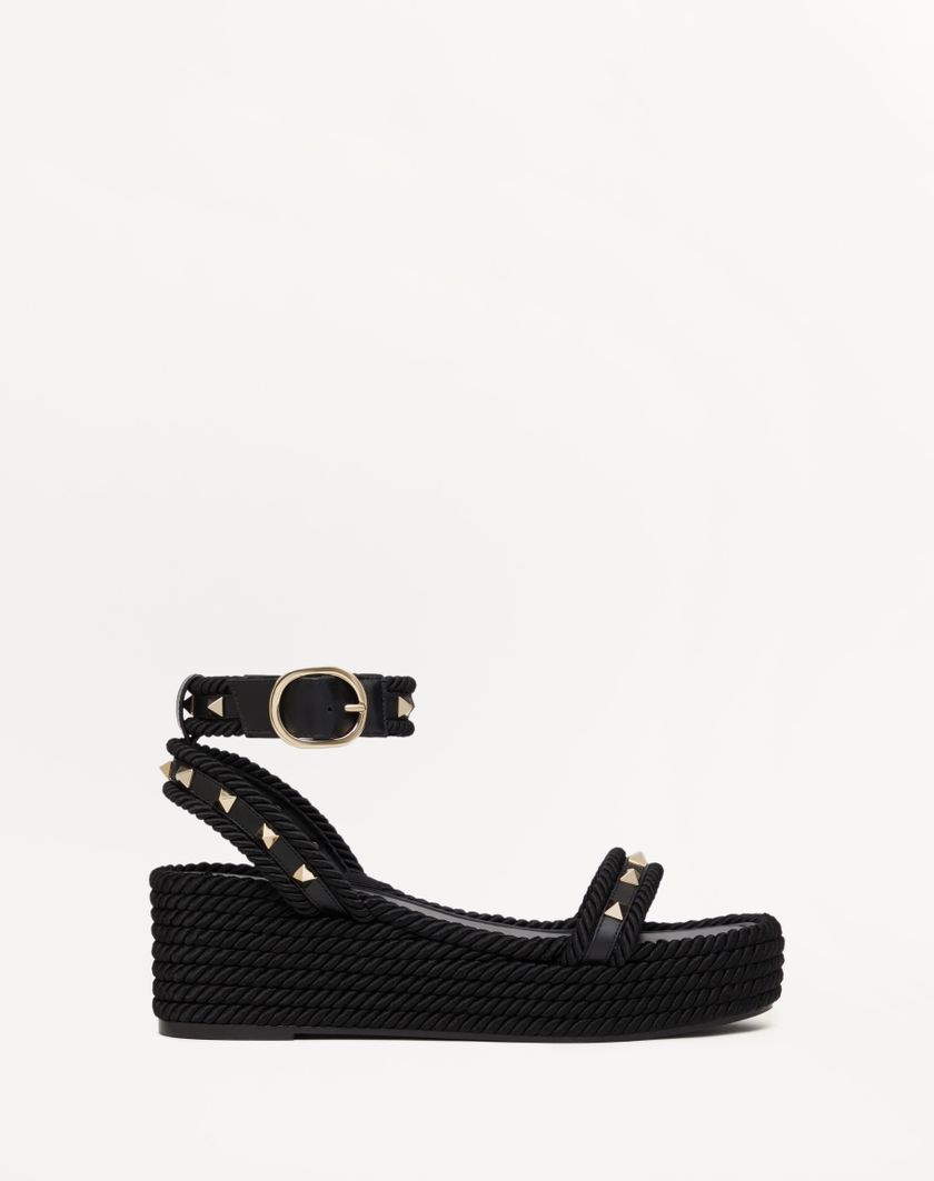 Valentino Handbags Sandalo Flatform Rockstud In Vitello 45mm per Donna in Poudre | Valentino IT Sconti questo mese
