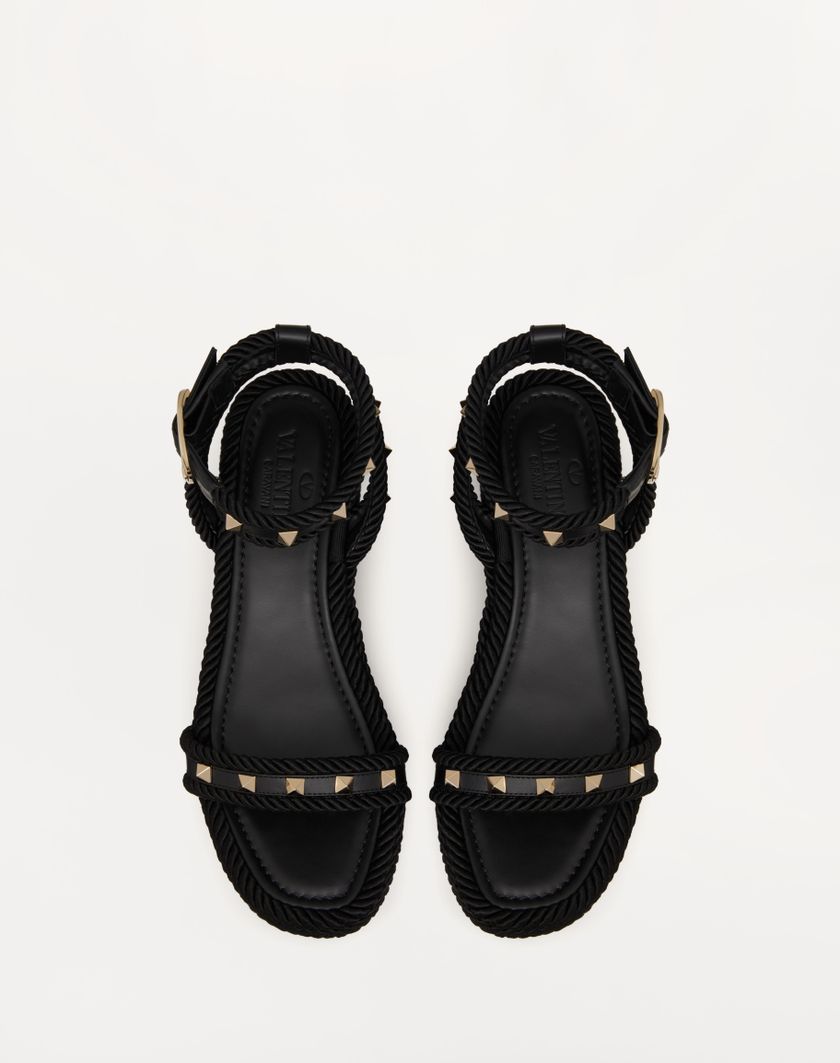 Valentino Handbags Sandalo Flatform Rockstud In Vitello 45mm per Donna in Poudre | Valentino IT Sconti questo mese