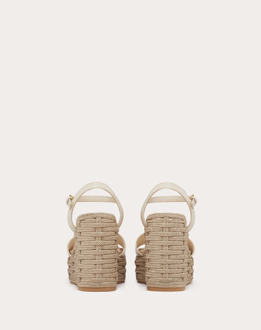 Valentino Handbags Sandalo Zeppa Vlogo Cut-out In Vitello 110mm per Donna in Avorio/antique Brass | Valentino IT Italia