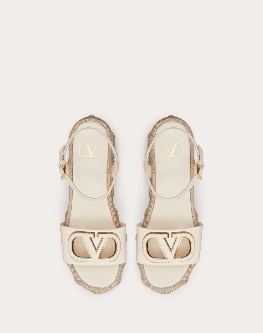 Valentino Handbags Sandalo Zeppa Vlogo Cut-out In Vitello 110mm per Donna in Avorio/antique Brass | Valentino IT Italia