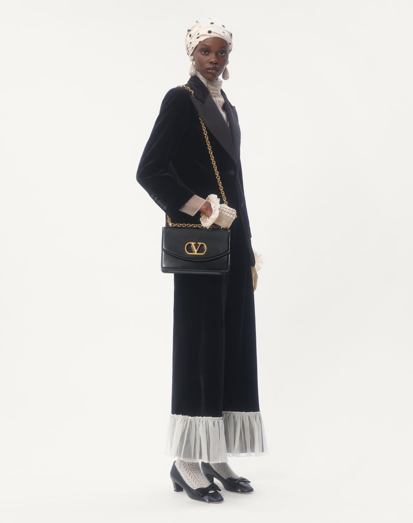 Valentino Handbags Pantaloni In Cotton Velvet per Donna in Nero/avorio | Valentino IT Qualità Garantita