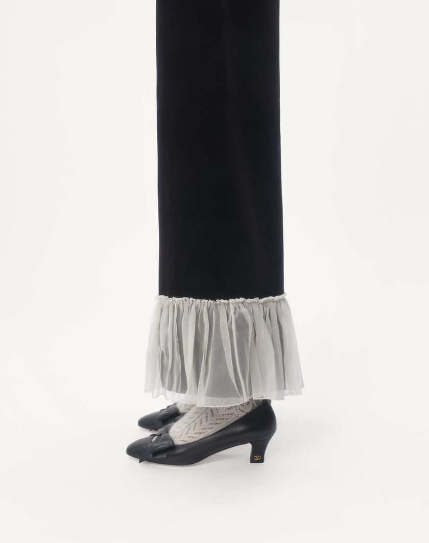 Valentino Handbags Pantaloni In Cotton Velvet per Donna in Nero/avorio | Valentino IT Qualità Garantita