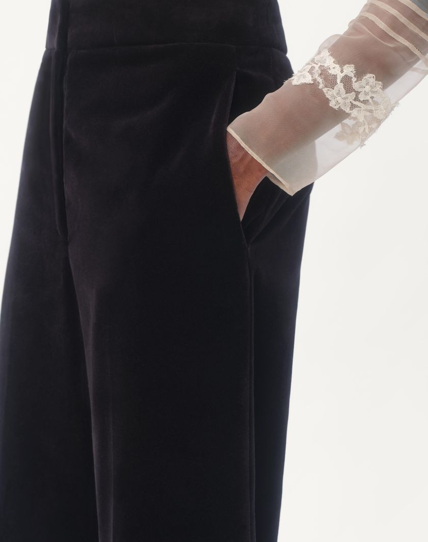 Valentino Handbags Pantaloni In Cotton Velvet per Donna in Nero/avorio | Valentino IT Qualità Garantita