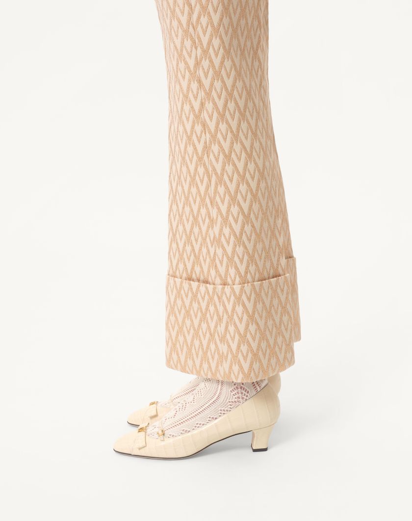 Valentino Handbags Pantaloni In Lurex Jacquard Toute La V per Donna in Betulla/oro | Valentino IT Acquista Ora