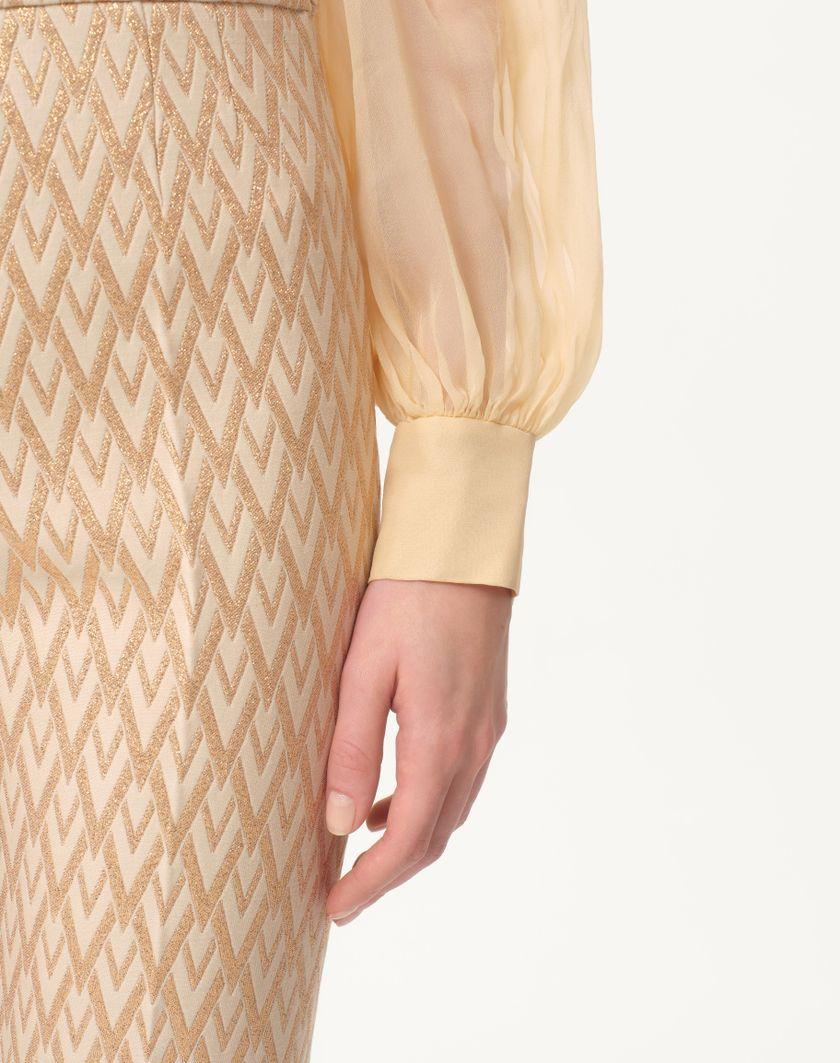 Valentino Handbags Pantaloni In Lurex Jacquard Toute La V per Donna in Betulla/oro | Valentino IT Acquista Ora