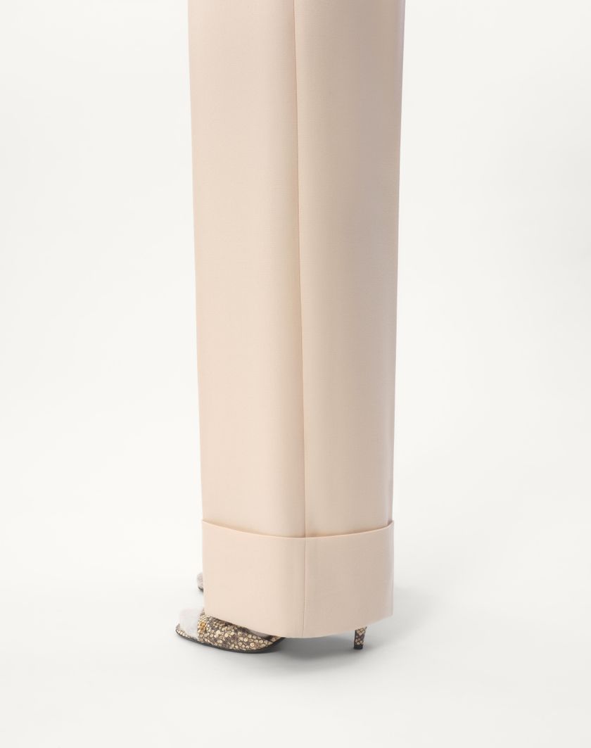 Valentino Handbags Pantaloni In Diagonal Dry Wool per Donna in Avorio | Valentino IT Consegna Veloce