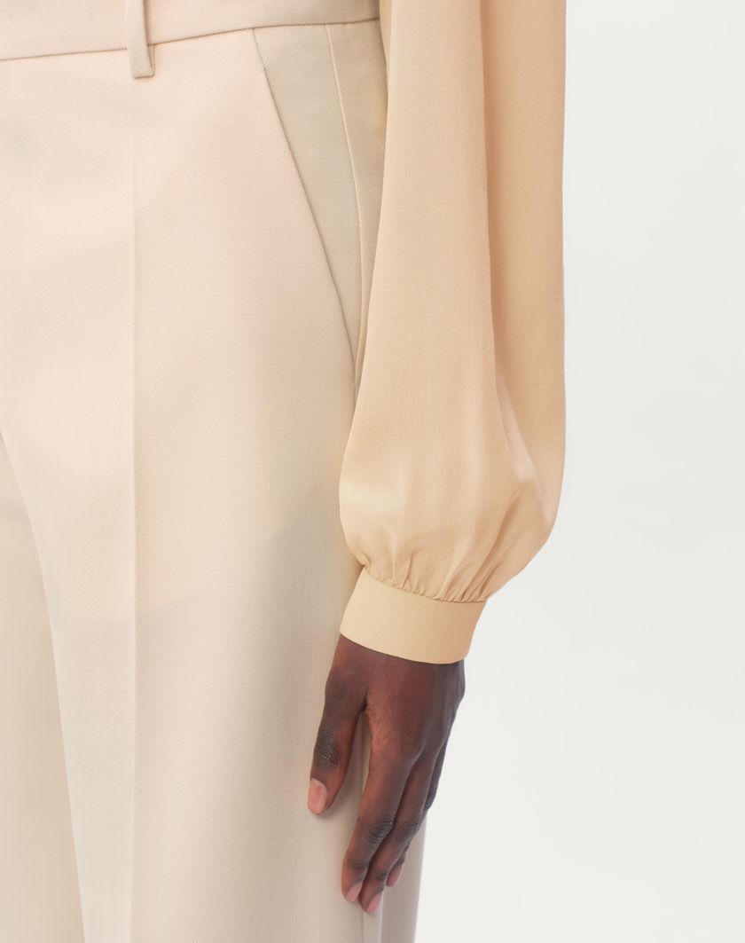 Valentino Handbags Pantaloni In Diagonal Dry Wool per Donna in Avorio | Valentino IT Consegna Veloce