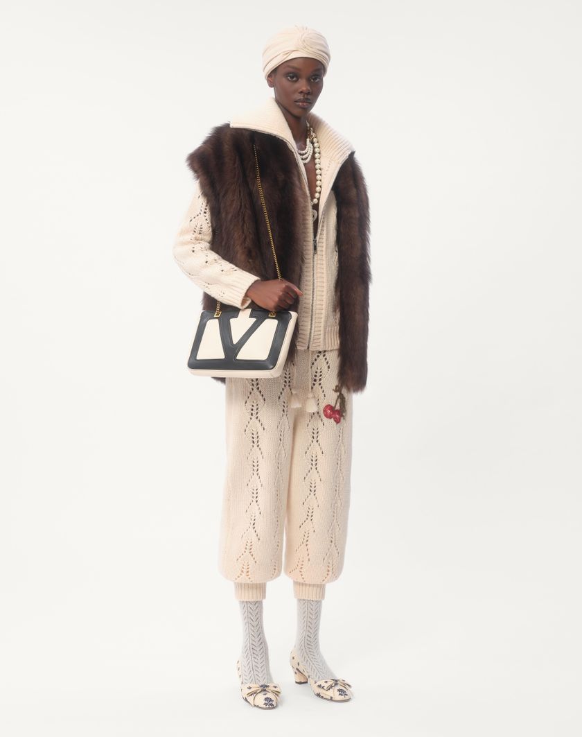 Valentino Handbags Pantaloni Di Maglia In Lana per Donna in Avorio | Valentino IT Fino Al -60%