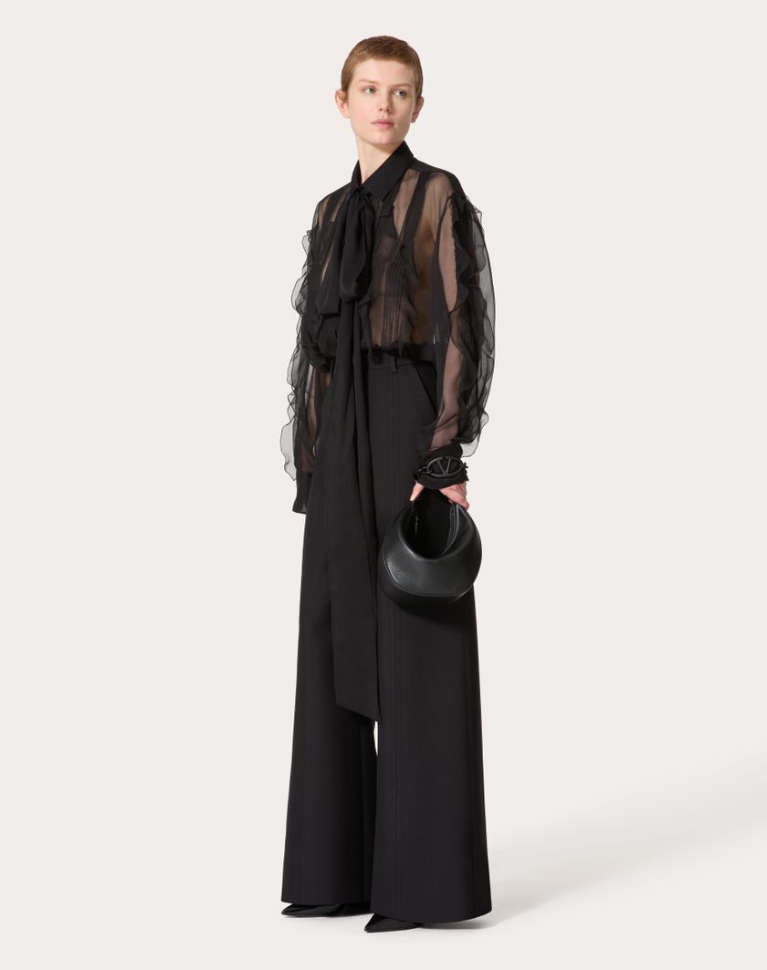 Valentino Handbags Pantalone In Double Compact Drill per Donna in Nero | Valentino IT Shopping Online