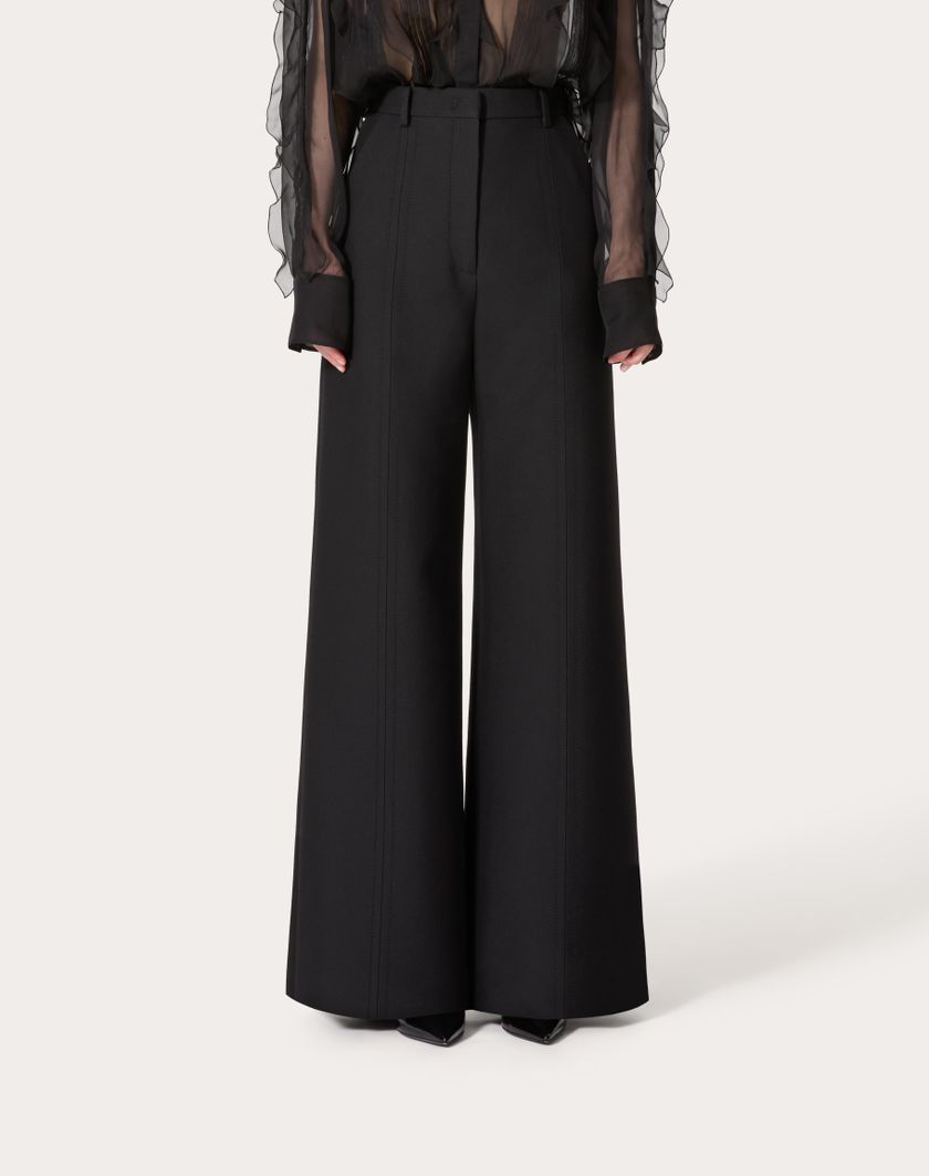 Valentino Handbags Pantalone In Double Compact Drill per Donna in Nero | Valentino IT Shopping Online