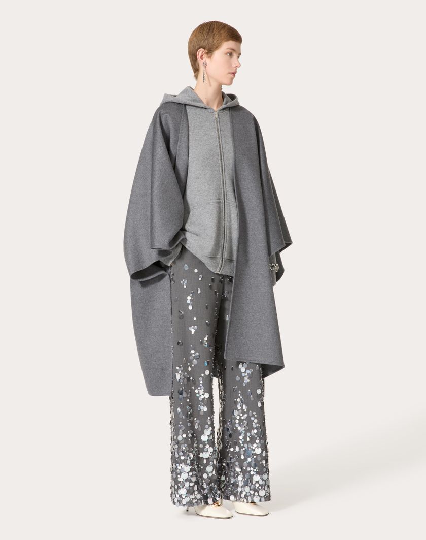 Valentino Handbags Pantaloni In Active Gabardine Ricamati per Donna in Grigio | Valentino IT Affare Del Giorno