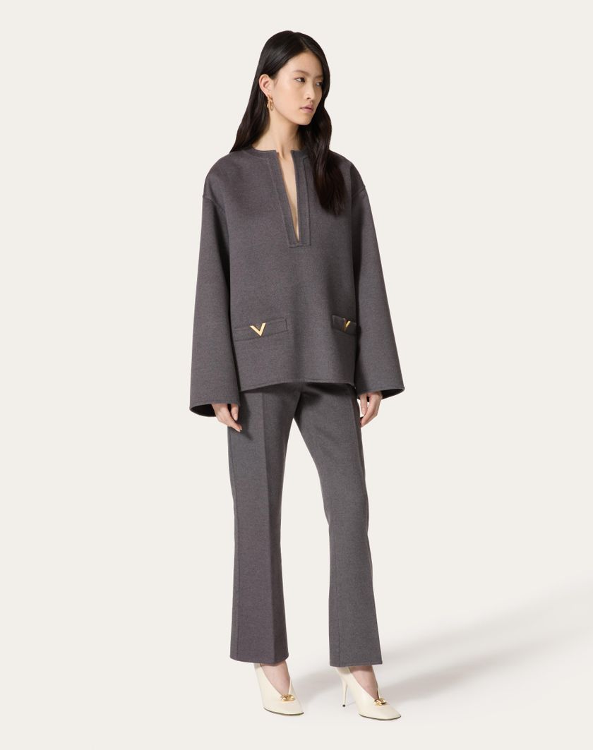 Valentino Handbags Pantaloni In Compact Drap per Donna in Grigio Scuro | Valentino IT Prezzo Ridotto