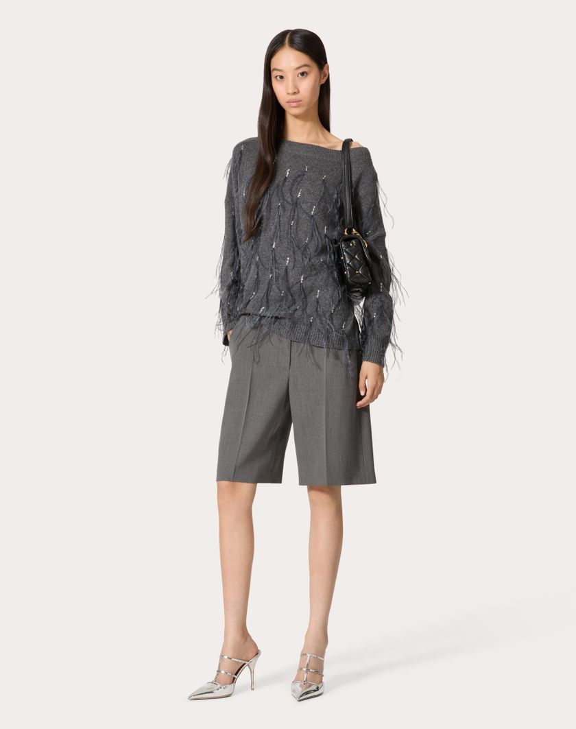 Valentino Handbags Bermuda In Active Gabardine per Donna in Grigio | Valentino IT Outlet