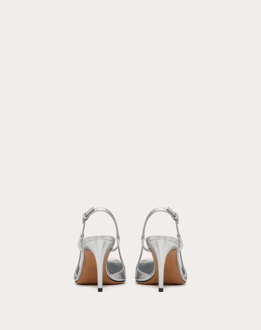 Valentino Handbags Décolleté Slingback Vlogo Signature In Nappa Laminata 80mm per Donna in Silver | Valentino IT Vendita Calda