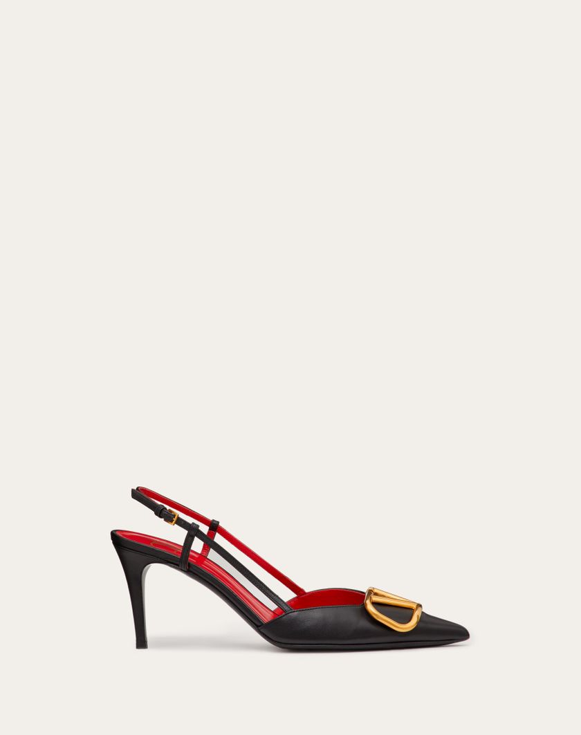 Valentino Handbags Décolleté Slingback Vlogo Signature In Vitello 80mm per Donna in Mandorla | Valentino IT Saldi Di Fabbrica