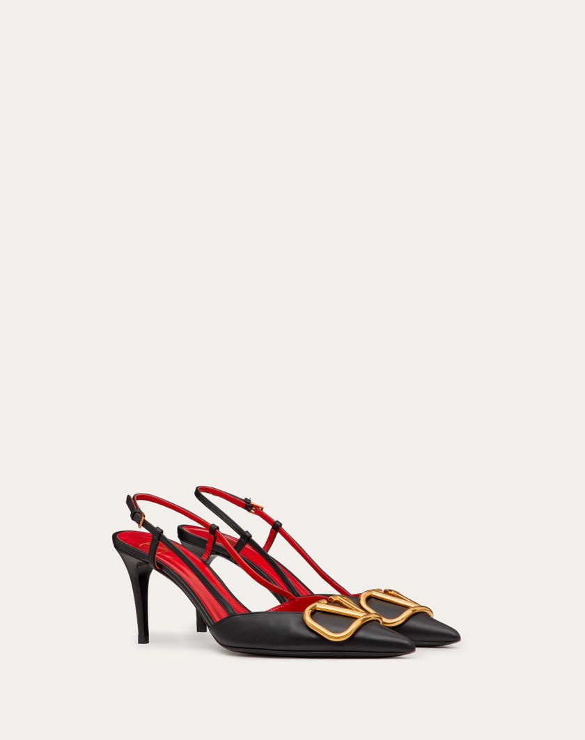 Valentino Handbags Décolleté Slingback Vlogo Signature In Vitello 80mm per Donna in Mandorla | Valentino IT Saldi Di Fabbrica
