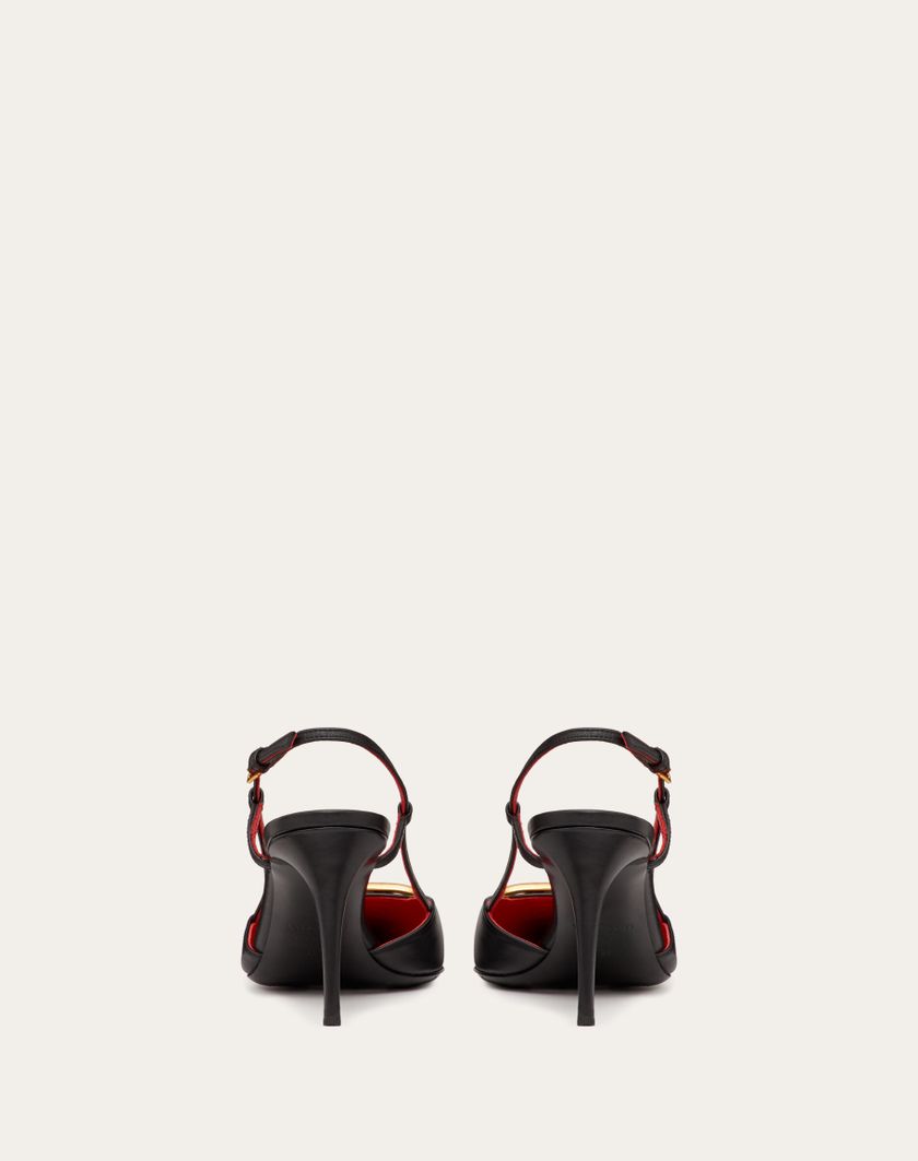 Valentino Handbags Décolleté Slingback Vlogo Signature In Vitello 80mm per Donna in Mandorla | Valentino IT Saldi Di Fabbrica