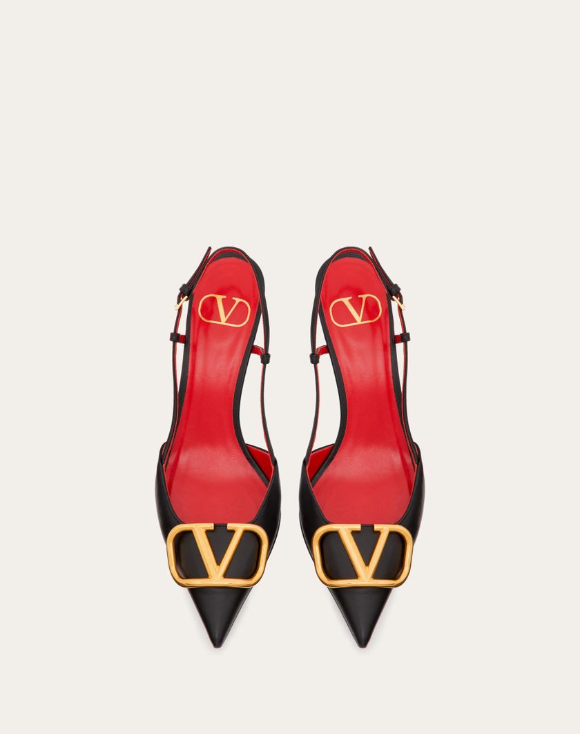 Valentino Handbags Décolleté Slingback Vlogo Signature In Vitello 80mm per Donna in Mandorla | Valentino IT Saldi Di Fabbrica