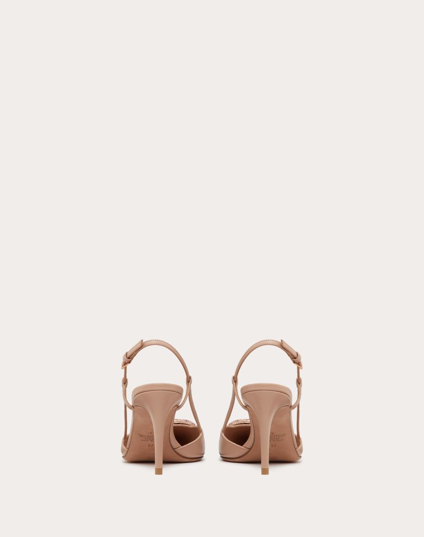 Valentino Handbags Décolleté Slingback Vlogo Signature In Vitello 80mm per Donna in Light Ivory/crystal | Valentino IT Vendite Flash
