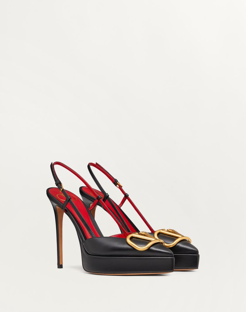 Valentino Handbags Décolleté Slingback Con Plateau Vlogo Signature In Vitello 120mm per Donna in Poudre | Valentino IT Prezzo di fabbrica