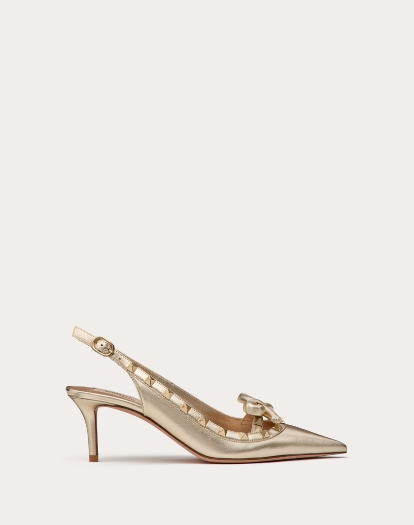 Valentino Handbags Décolleté Slingback Rockstud Bow In Nappa Laminata E Borchie In Tono 60mm per Donna in Platino | Valentino IT Comprare a buon mercato