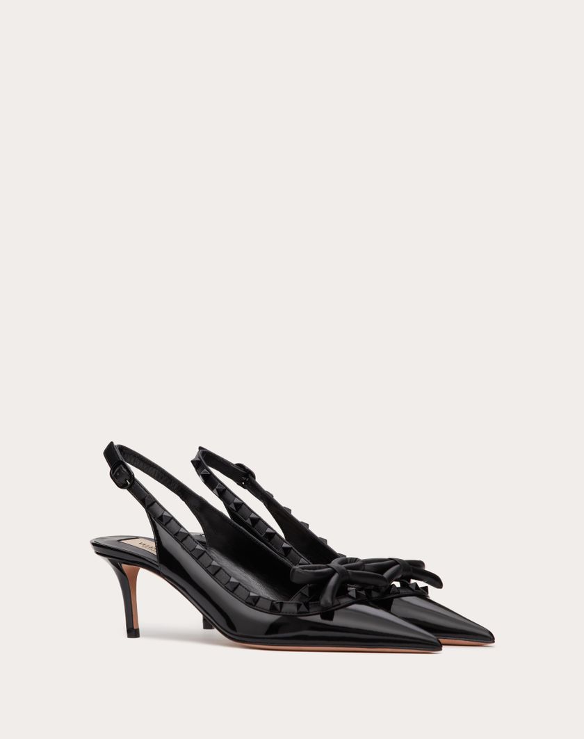 Valentino Handbags Décolleté Slingback Rockstud Bow In Vernice E Borchie In Tono 60mm per Donna in Nero | Valentino IT Grande vendita