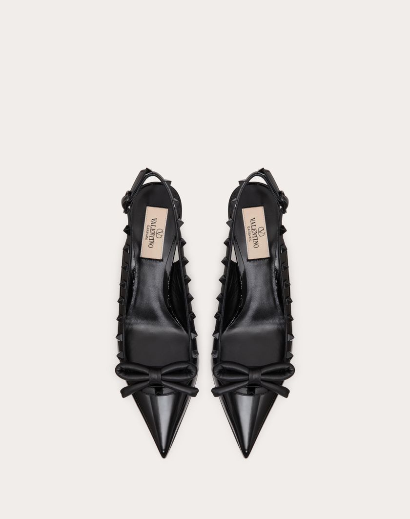 Valentino Handbags Décolleté Slingback Rockstud Bow In Vernice E Borchie In Tono 60mm per Donna in Nero | Valentino IT Grande vendita