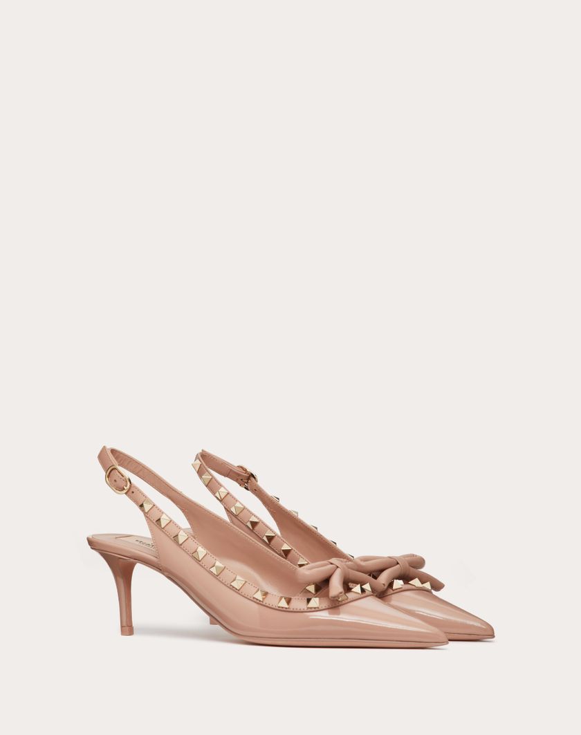 Valentino Handbags Décolleté Slingback Rockstud Bow In Vernice 60mm per Donna in Rose Cannelle | Valentino IT Flash Sale