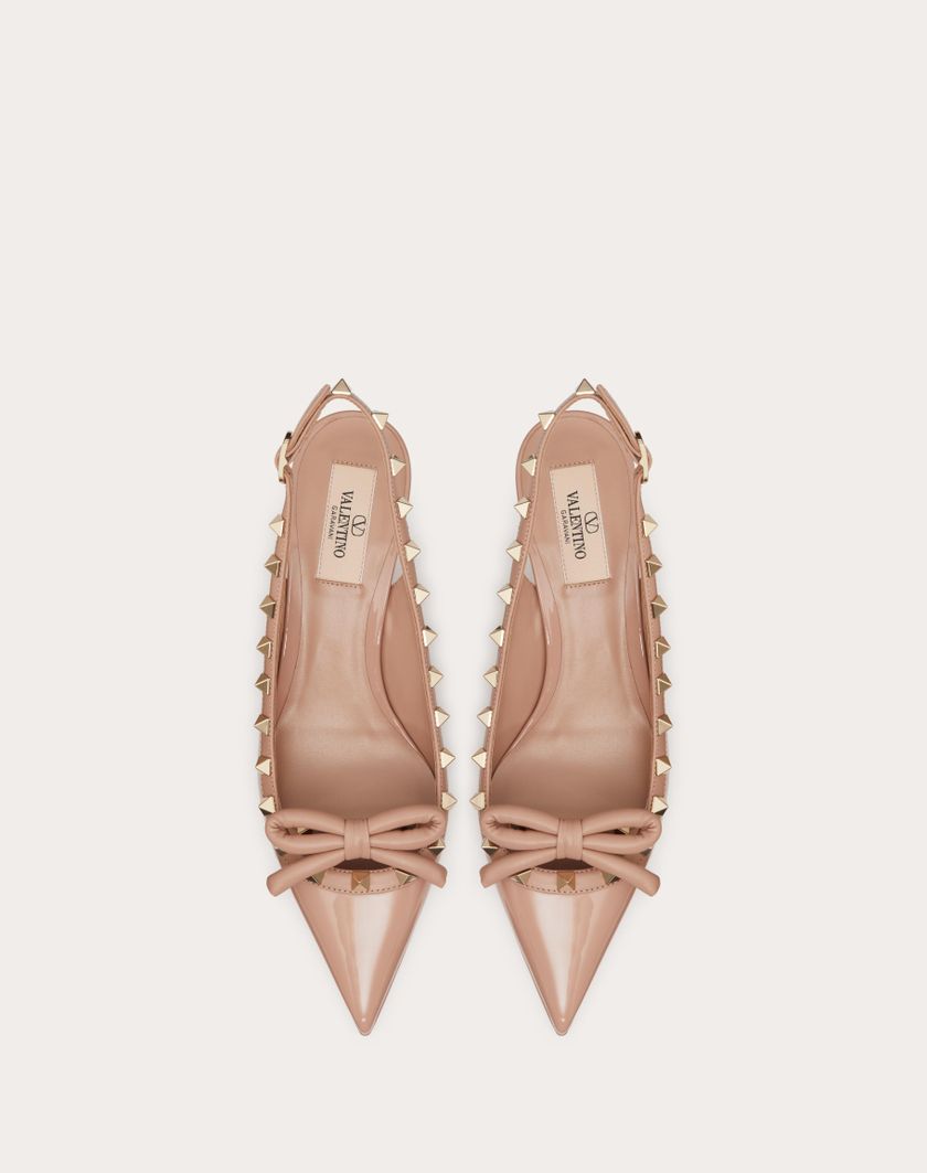 Valentino Handbags Décolleté Slingback Rockstud Bow In Vernice 60mm per Donna in Rose Cannelle | Valentino IT Flash Sale