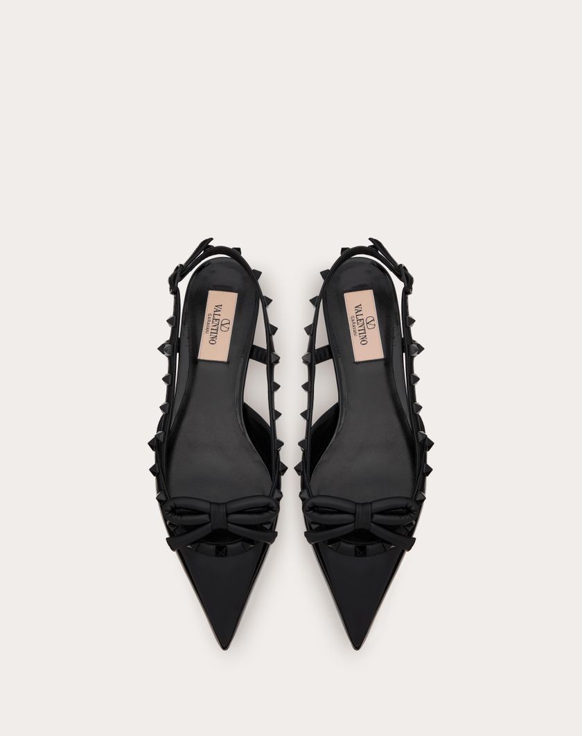 Valentino Handbags Ballerina Slingback Rockstud Bow In Vernice E Borchie In Tono per Donna in Nero | Valentino IT Shopping online