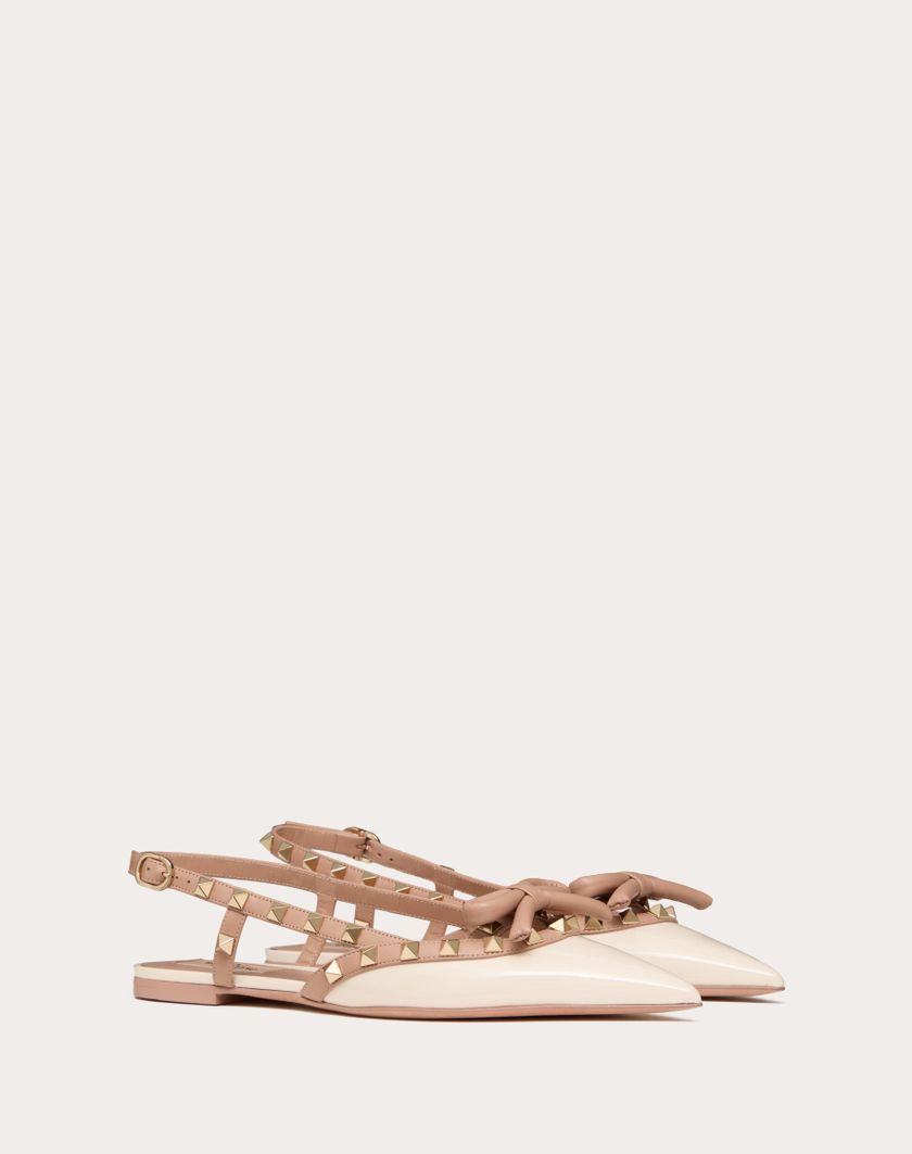 Valentino Handbags Ballerina Slingback Rockstud Bow In Vernice per Donna in Rose Cannelle | Valentino IT Offerta esclusiva