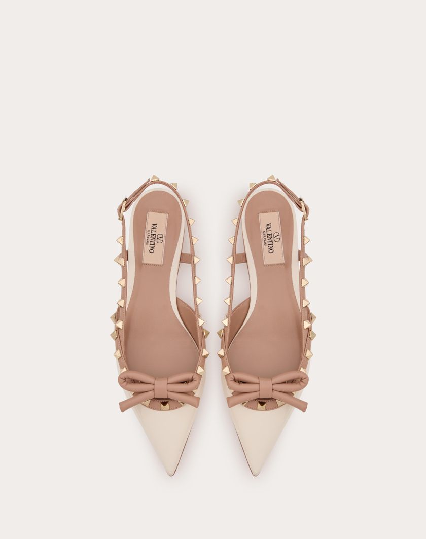 Valentino Handbags Ballerina Slingback Rockstud Bow In Vernice per Donna in Rose Cannelle | Valentino IT Offerta esclusiva
