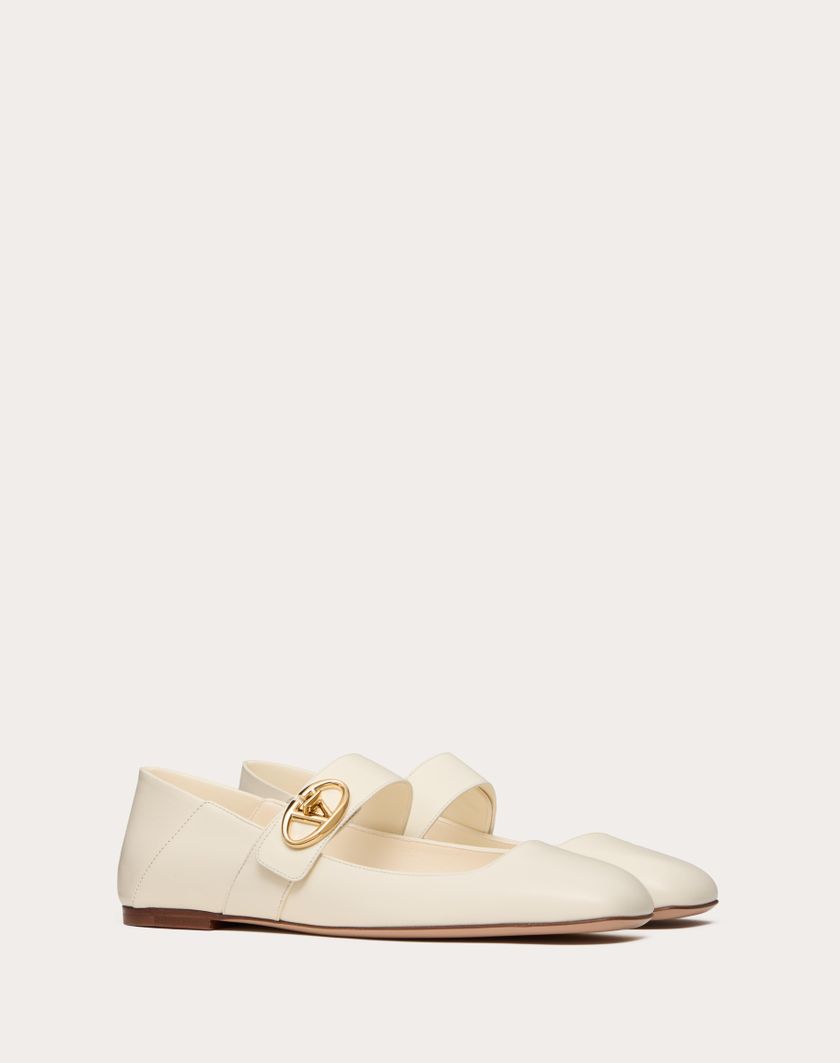Valentino Handbags Ballerina Mary-jane Vlogo Locker In Vitello per Donna in Avorio | Valentino IT Offerta Pasqua