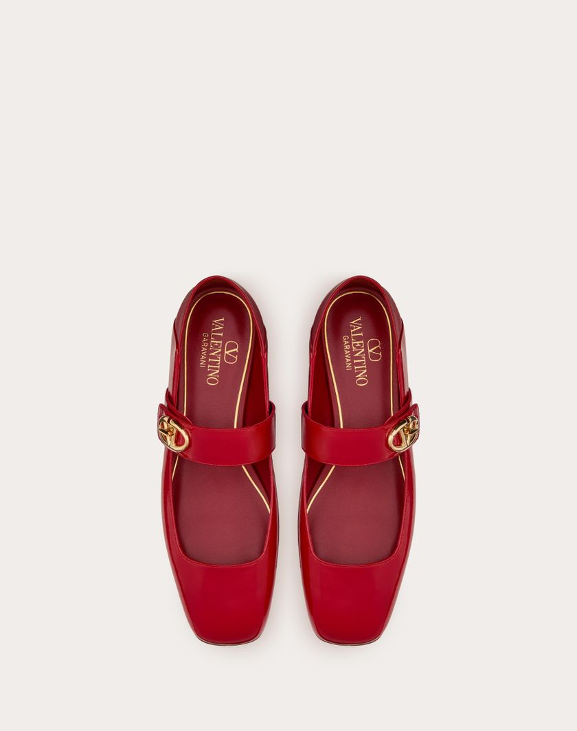 Valentino Handbags Ballerina Mary-jane Vlogo Locker In Naplack per Donna in Rose Quartz | Valentino IT Offerta per la Festa della Mamma