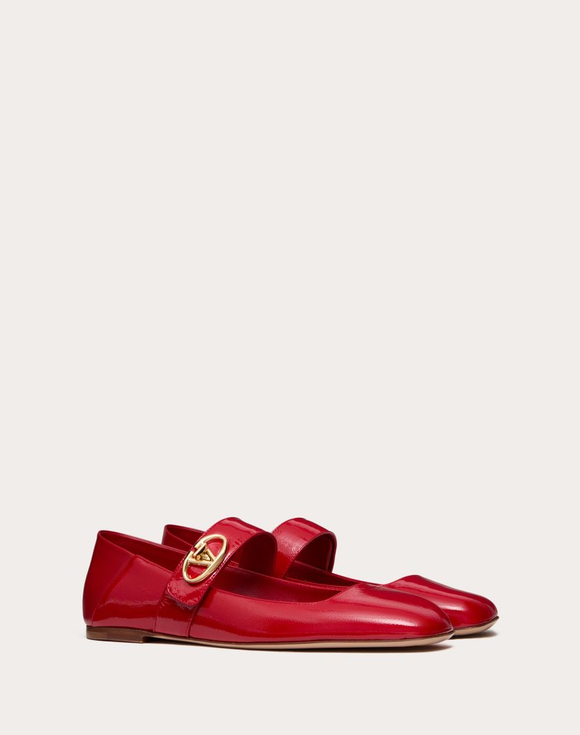 Valentino Handbags Ballerina Mary-jane Vlogo Locker In Naplack per Donna in Rosso V. | Valentino IT Offerta Giorno del Papà