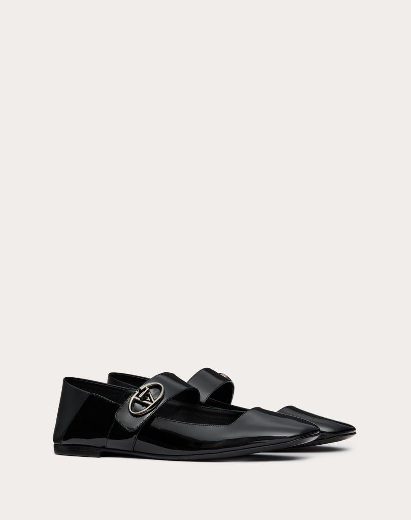 Valentino Handbags Ballerina Mary-jane Vlogo Locker In Vernice per Donna in Nero | Valentino IT Offerta San Valentino