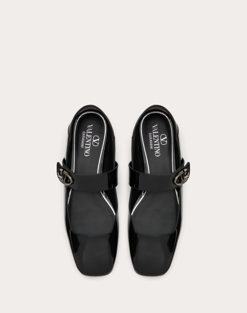 Valentino Handbags Ballerina Mary-jane Vlogo Locker In Vernice per Donna in Nero | Valentino IT Offerta San Valentino