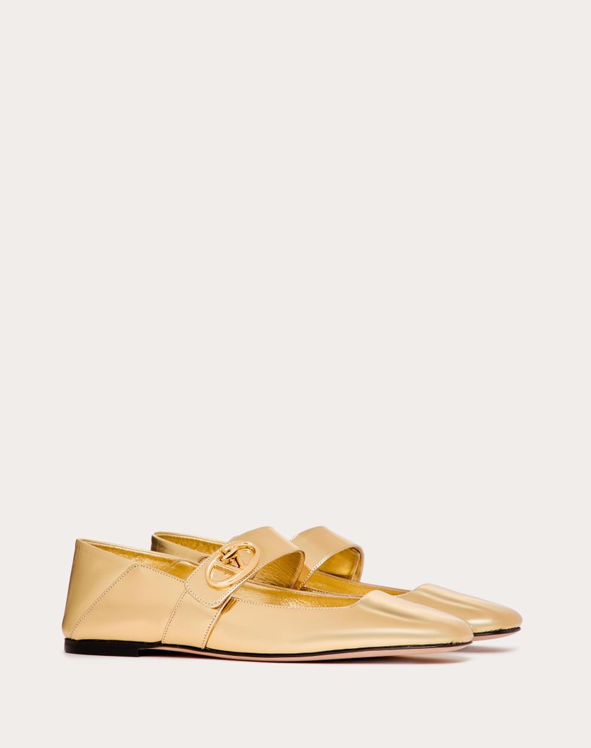 Valentino Handbags Ballerina Mary-jane Vlogo Locker In Vitello Specchio per Donna in Oro | Valentino IT Smaltimento dello stoccaggio