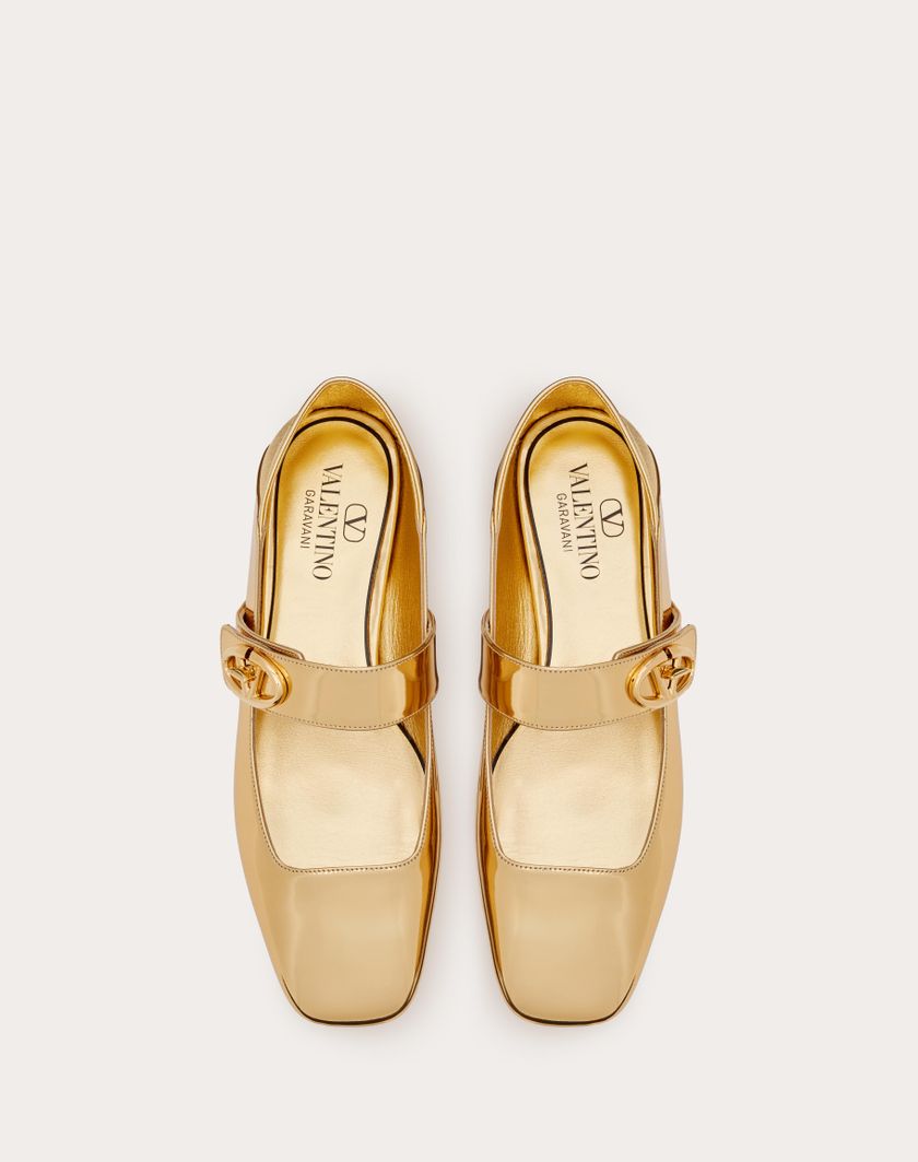 Valentino Handbags Ballerina Mary-jane Vlogo Locker In Vitello Specchio per Donna in Oro | Valentino IT Smaltimento dello stoccaggio