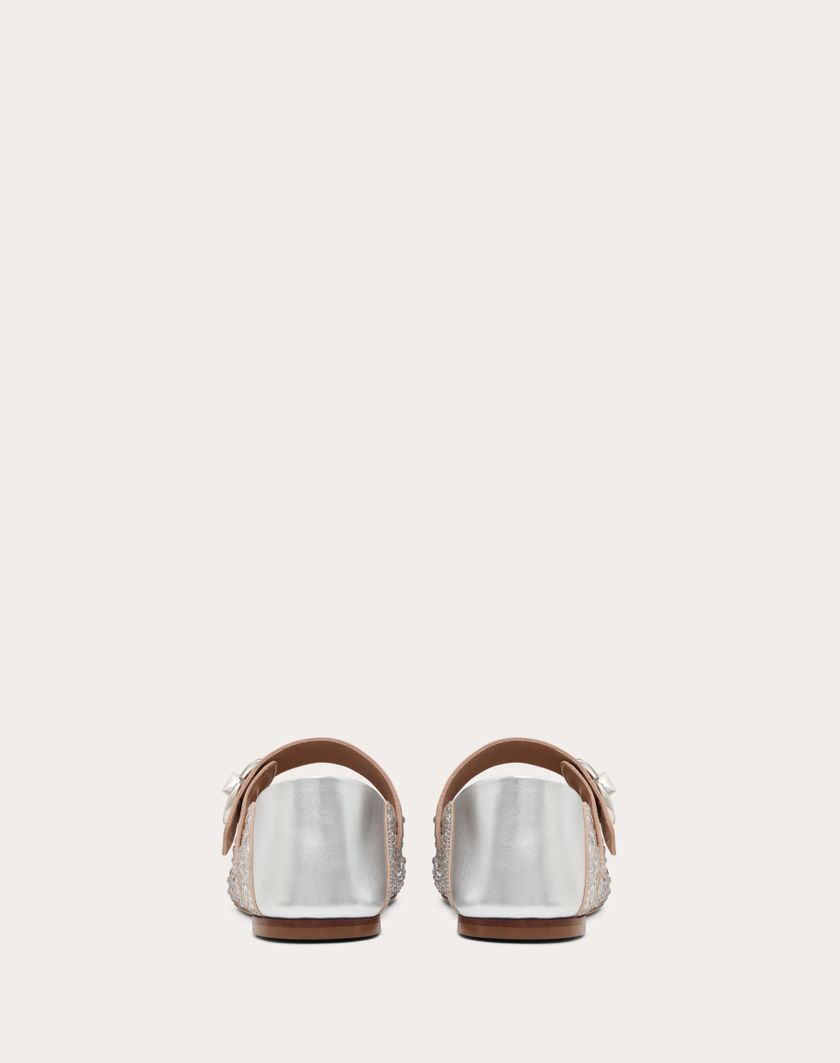 Valentino Handbags Ballerina Mary-jane Vlogo Locker Con Cristalli per Donna in Crystal/silver | Valentino IT Vendita calda