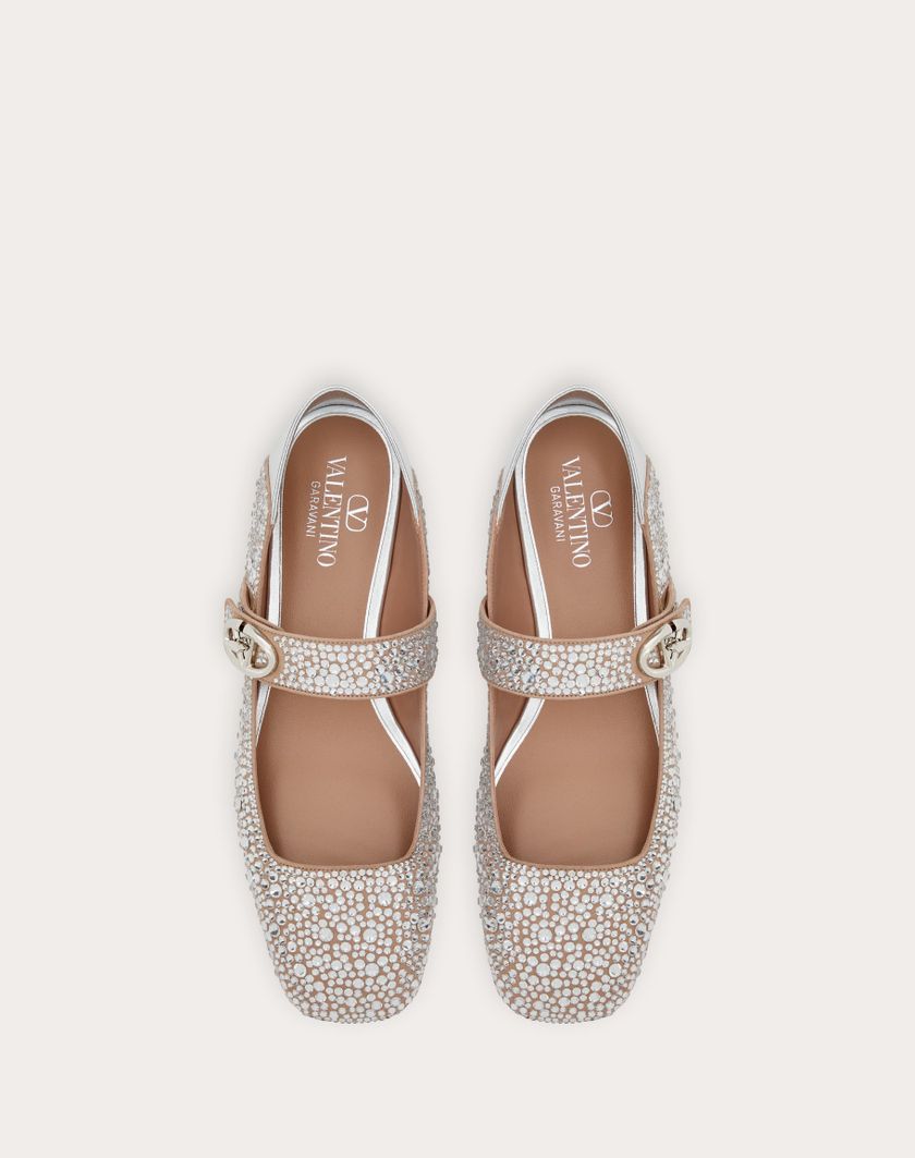 Valentino Handbags Ballerina Mary-jane Vlogo Locker Con Cristalli per Donna in Crystal/silver | Valentino IT Vendita calda