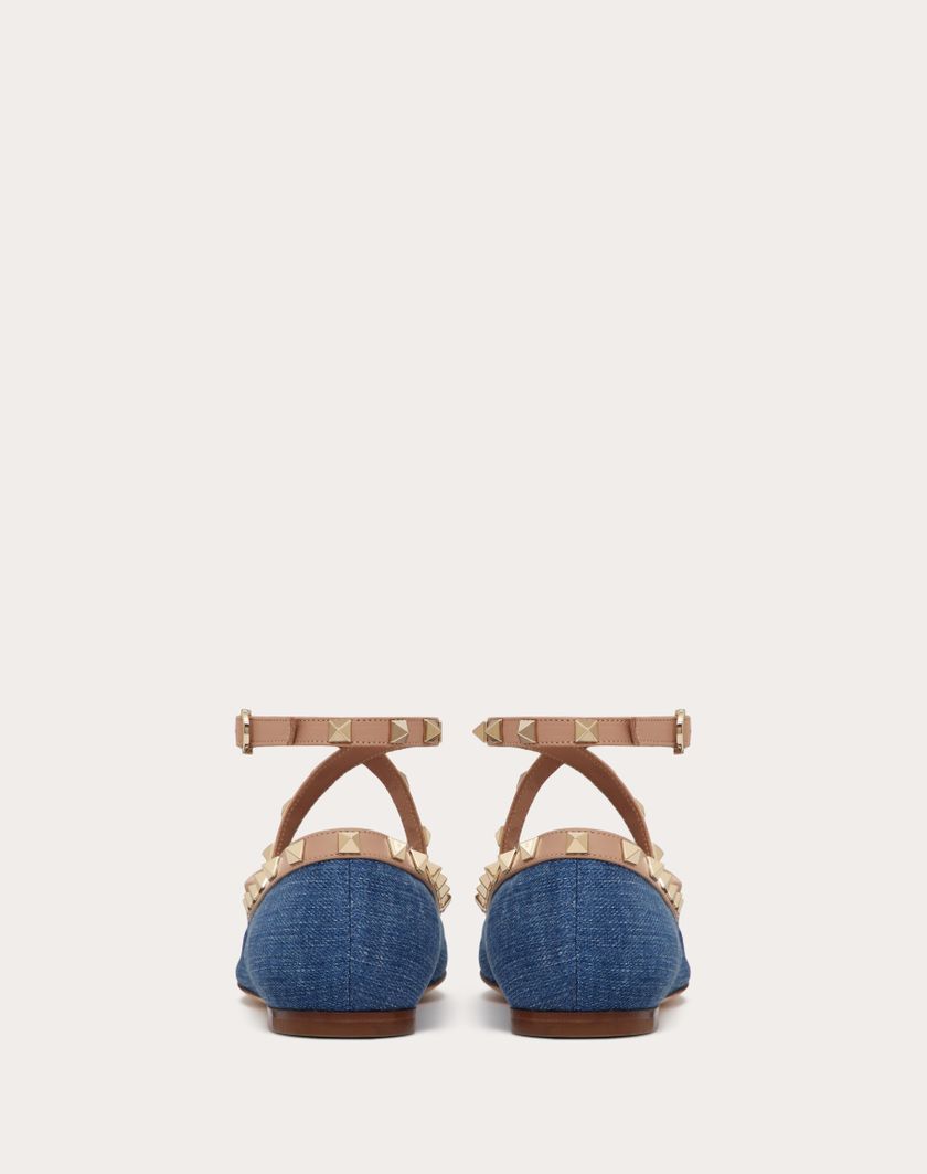 Valentino Handbags Ballerina Rockstud In Denim per Donna in Rose Cannelle | Valentino IT Offerte esclusive