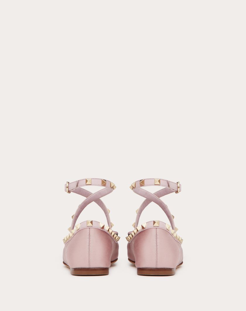 Valentino Handbags Ballerina Rockstud In Raso per Donna in Water Lilac | Valentino IT Nuovi prodotti