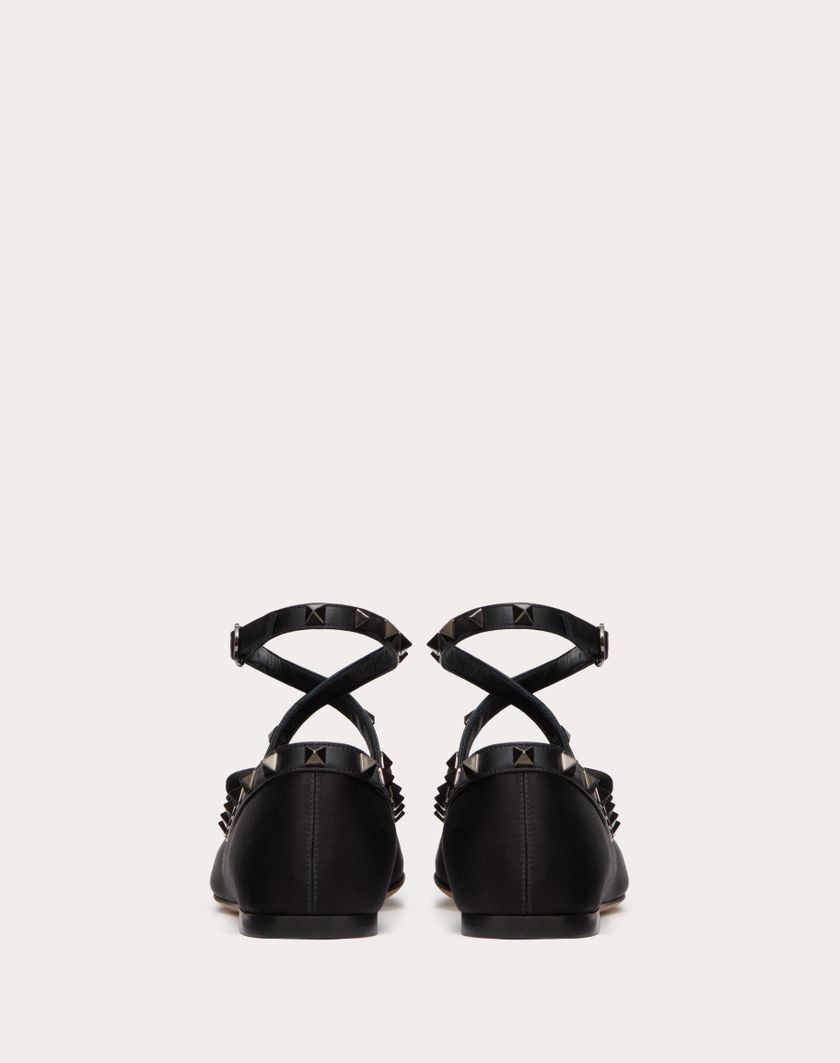 Valentino Handbags Ballerina Rockstud In Raso E Borchie In Tono per Donna in Nero | Valentino IT Bestseller