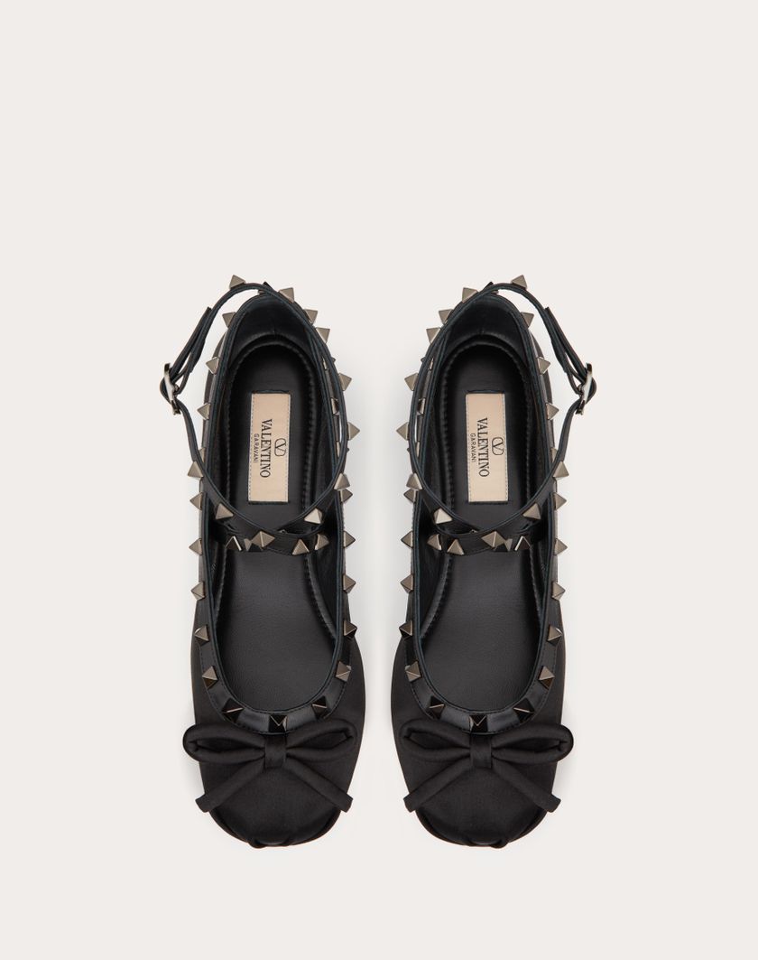 Valentino Handbags Ballerina Rockstud In Raso E Borchie In Tono per Donna in Nero | Valentino IT Bestseller