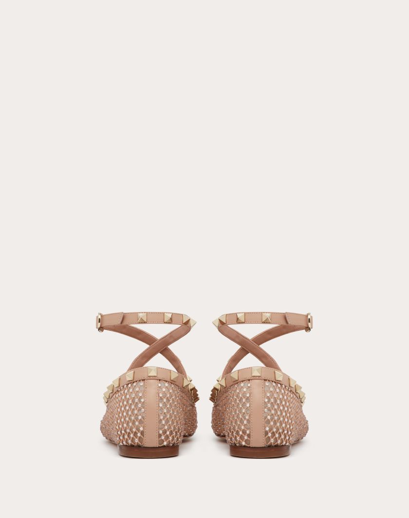 Valentino Handbags Ballerina Rockstud In Rete Con Cristalli per Donna in Rose Cannelle | Valentino IT Offerte stagionali