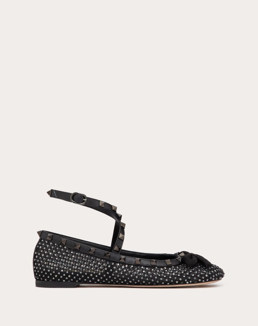 Valentino Handbags Ballerina Rockstud In Rete Con Cristalli E Borchie In Tono per Donna in Nero | Valentino IT Liquidazione