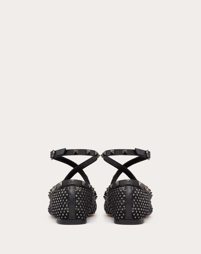 Valentino Handbags Ballerina Rockstud In Rete Con Cristalli E Borchie In Tono per Donna in Nero | Valentino IT Liquidazione