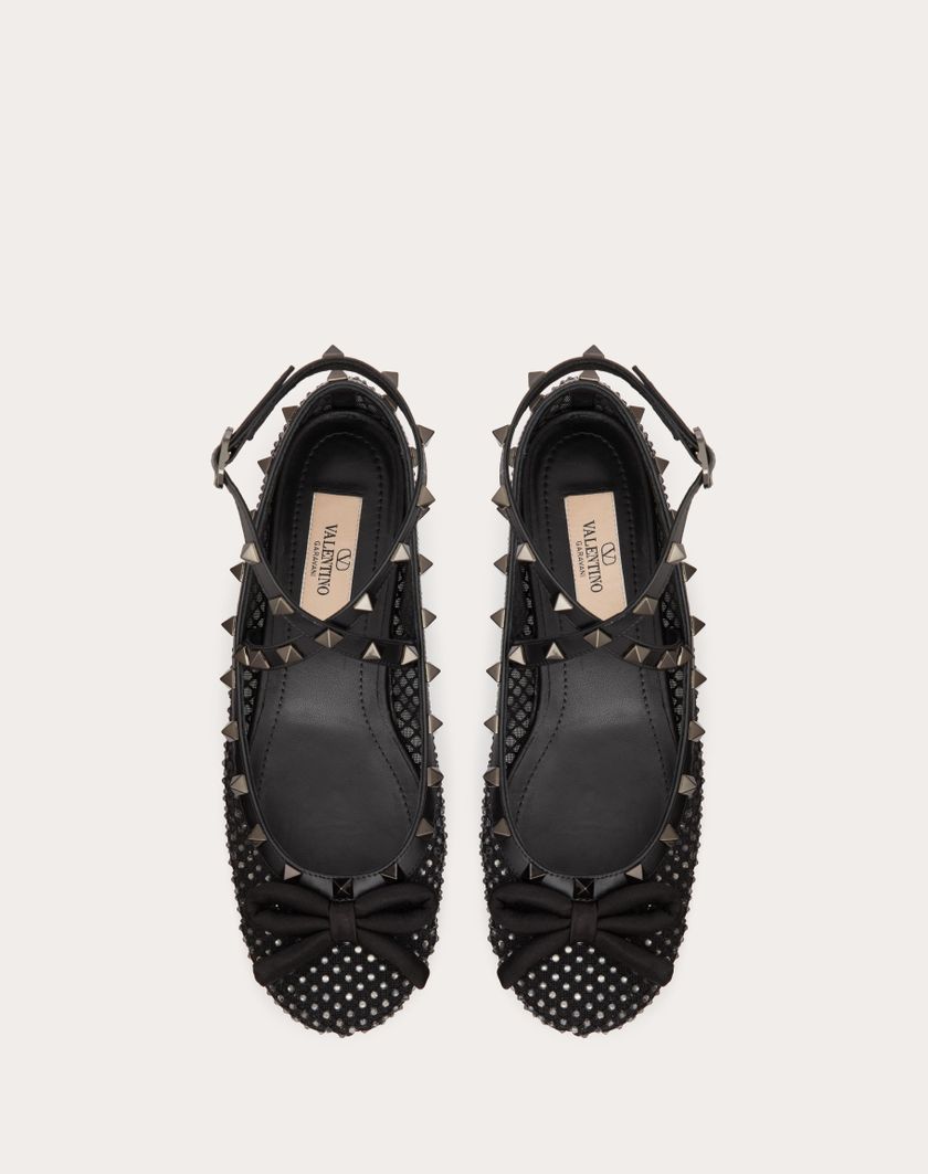 Valentino Handbags Ballerina Rockstud In Rete Con Cristalli E Borchie In Tono per Donna in Nero | Valentino IT Liquidazione