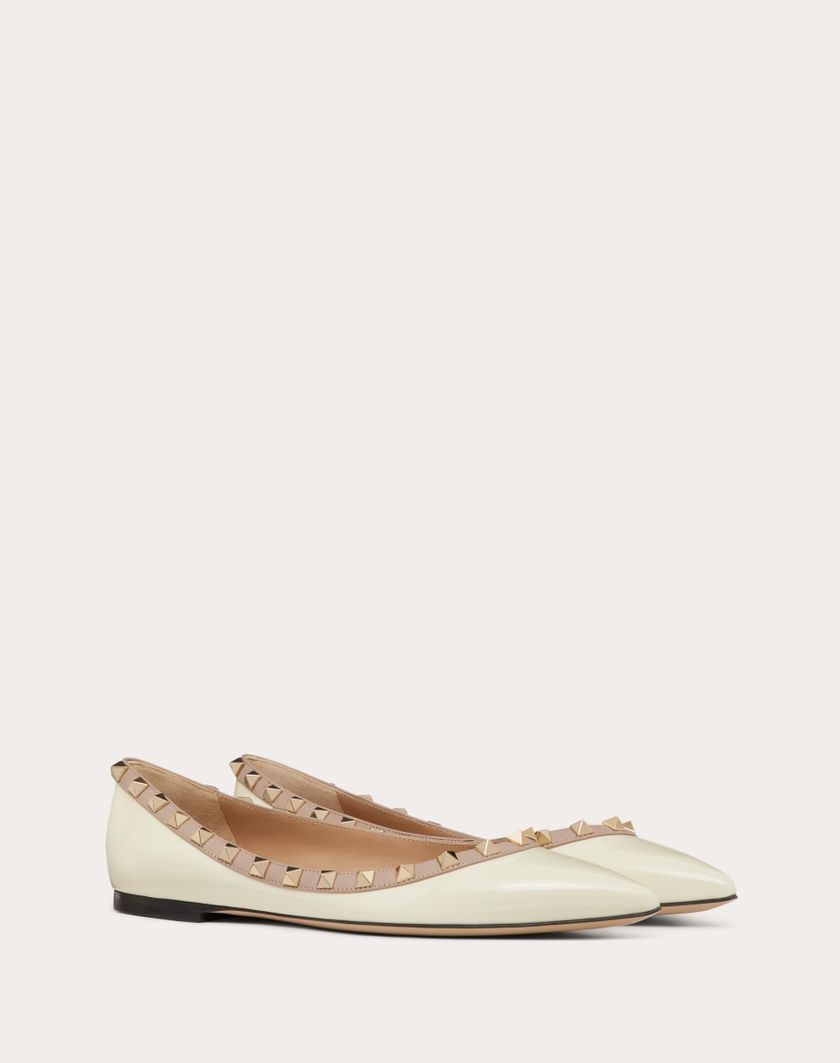 Valentino Handbags Ballerina Rockstud In Vernice per Donna in Poudre | Valentino IT Enormi risparmi